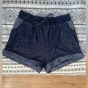 Knit dark wash shorts